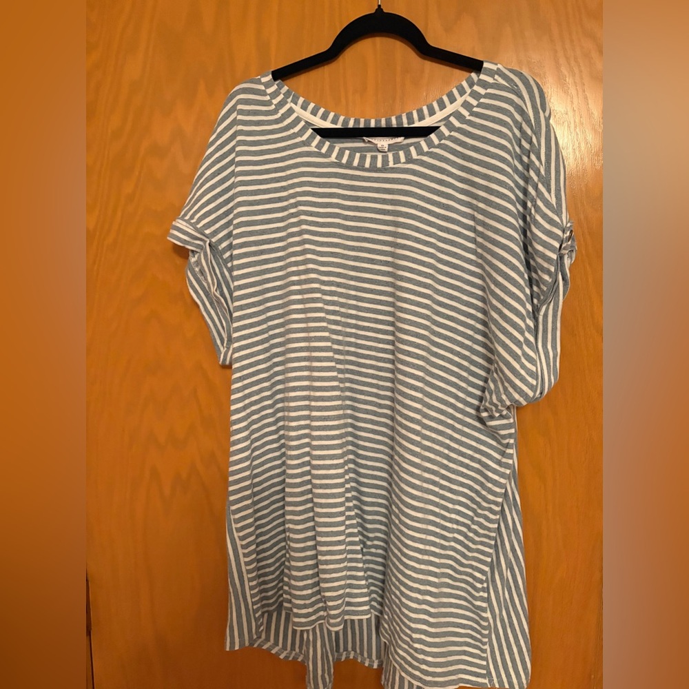Jane and Delancey Blue and White Striped Short Sleeve Tee